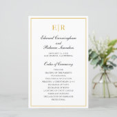 Elegantes Hochzeitsprogramm mit Goldmonogramm (Stehend Vorderseite)