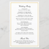 Elegantes Hochzeitsprogramm mit Goldmonogramm (Rückseite)