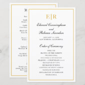 Elegantes Hochzeitsprogramm mit Goldmonogramm (Vorne/Hinten)