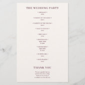 Elegantes Hochzeitsprogramm mit Herzschrift (Rückseite)