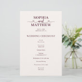 Elegantes Hochzeitsprogramm mit Herzschrift (Stehend Vorderseite)