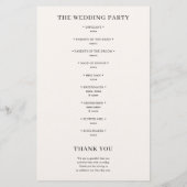 Elegantes Hochzeitsprogramm mit Herzschrift (Rückseite)