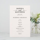 Elegantes Hochzeitsprogramm mit Herzschrift (Stehend Vorderseite)