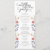 Elegantes Hochzeitsprogramm mit Kalligrafie und Fr Programm (Rückseite)