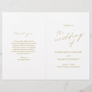 Elegantes Hochzeitsprogramm mit moderner Gold-Kall