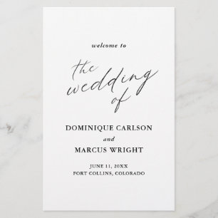 Elegantes Hochzeitsprogramm mit moderner Kalligraf