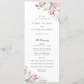 Elegantes Hochzeitsprogramm mit rosa Hortensien un Programm (Vorderseite)