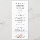 Elegantes Hochzeitsprogramm mit rosa Hortensien un Programm (Rückseite)