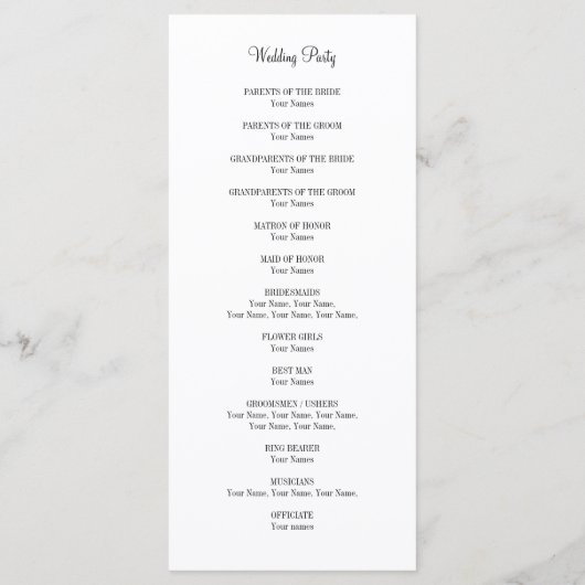 Elegantes Hochzeitsprogramm mit rustikalem rosa He Programm (Rückseite)