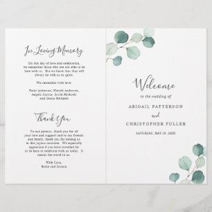 Elegantes Hochzeitsprogramm mit Salbei-Grün-Eukaly