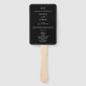 Elegantes Hochzeitsprogramm mit schwarzem Monogram Fächer (Vorderseite)