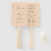 Elegantes Hochzeitsprogramm mit Soft-Pfirsich-Schr Fächer (Vorne und Hinten)