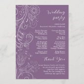 Elegantes Hochzeitsprogramm mit staubigem Violett Programm (Rückseite)