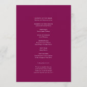 Elegantes Hochzeitsprogramm mit tiefrosa floralen Programm (Rückseite)
