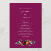 Elegantes Hochzeitsprogramm mit tiefrosa floralen Programm (Vorderseite)