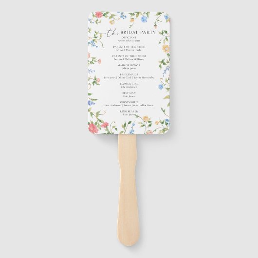Elegantes Hochzeitsprogramm mit Wildblumen Fächer (Rückseite)