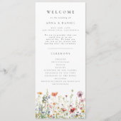 Elegantes Hochzeitsprogramm mit Wildblumen Programm (Vorderseite)