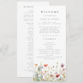 Elegantes Hochzeitsprogramm mit Wildblumen Programm (Vorne/Hinten)