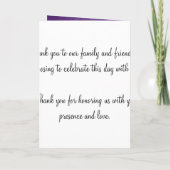 Elegantes Hochzeitsprogramm Moderne Herzen Lila Programm (Rückseite)