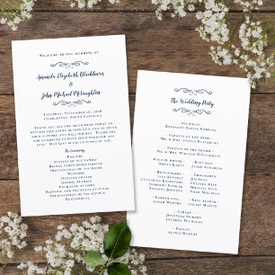 Elegantes Hochzeitsprogramm Moderne Zeremonie Navy