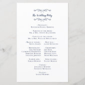 Elegantes Hochzeitsprogramm Moderne Zeremonie Navy (Rückseite)