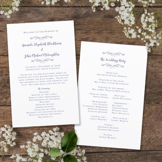 Elegantes Hochzeitsprogramm Moderne Zeremonie Peri