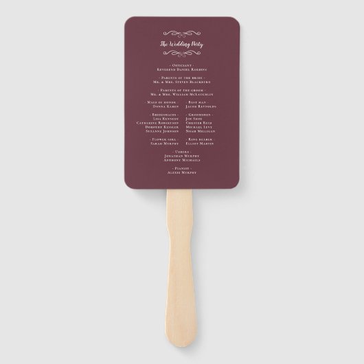 Elegantes Hochzeitsprogramm Moderne Zeremonie Prog Fächer (Rückseite)