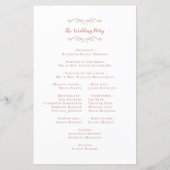 Elegantes Hochzeitsprogramm Moderne Zeremonie Rose (Rückseite)