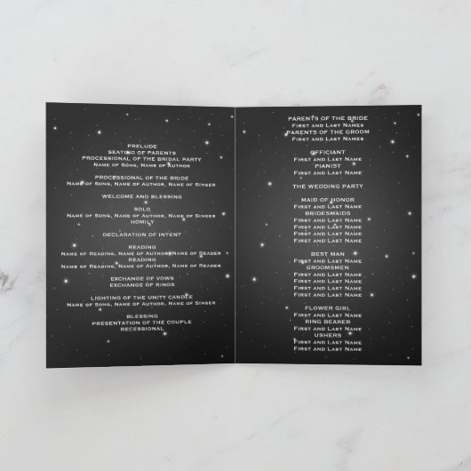Elegantes Hochzeitsprogramm Nachtleben Schwarz Programm (Innenseite)