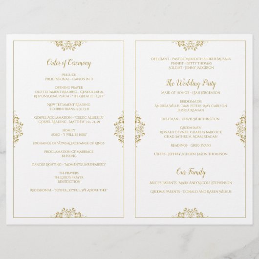 Elegantes Hochzeitsprogramm - Nadine (Gold) (Rückseite)