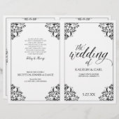 Elegantes Hochzeitsprogramm - Nadine (Schwarz) (Vorne/Hinten)