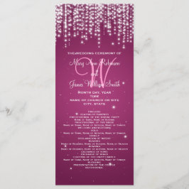 Elegantes Hochzeitsprogramm Night Dazzle Berry Pin Programm