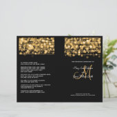 Elegantes Hochzeitsprogramm Party Glitzern Gold (Stehend Vorderseite)