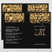 Elegantes Hochzeitsprogramm Party Glitzern Gold (Vorne/Hinten)