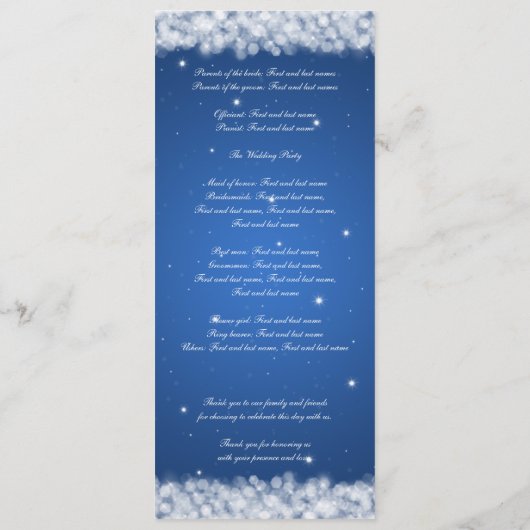 Elegantes Hochzeitsprogramm Party Sparkle Programm (Rückseite)