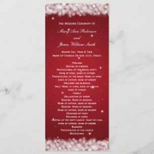 Elegantes Hochzeitsprogramm Party Sparkle Rot Programm