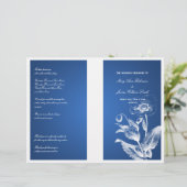 Elegantes Hochzeitsprogramm Poppy Blue (Stehend Vorderseite)