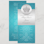 Elegantes Hochzeitsprogramm Royal Crown Blau Programm (Vorne/Hinten)