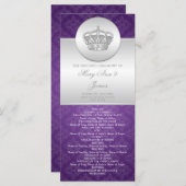 Elegantes Hochzeitsprogramm Royal Crown Lila Programm (Vorne/Hinten)