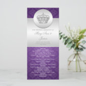 Elegantes Hochzeitsprogramm Royal Crown Lila Programm (Stehend Vorderseite)