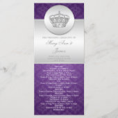 Elegantes Hochzeitsprogramm Royal Crown Lila Programm (Vorderseite)