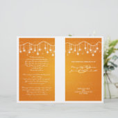 Elegantes Hochzeitsprogramm Schimmersattel Orange (Stehend Vorderseite)