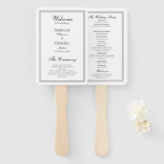 Elegantes Hochzeitsprogramm Schwarz-Weiß Fächer
