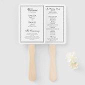 Elegantes Hochzeitsprogramm Schwarz-Weiß Fächer (Vorne und Hinten)
