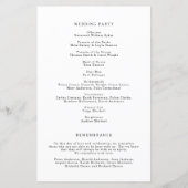 Elegantes Hochzeitsprogramm Schwarz-Weiß-Klassiker (Rückseite)