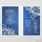 Elegantes Hochzeitsprogramm Vintage Wirbel Blau (Rückseite)
