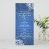 Elegantes Hochzeitsprogramm Vintage Wirbel Blau Programm (Stehend Vorderseite)