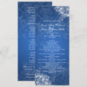 Elegantes Hochzeitsprogramm Vintage Wirbel Blau Programm (Vorne/Hinten)