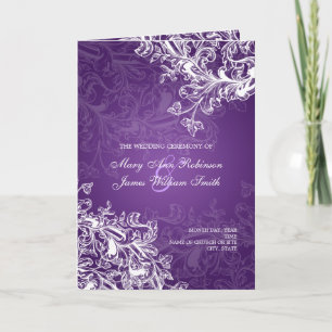 Elegantes Hochzeitsprogramm Vintage Wirbel Lila Programm