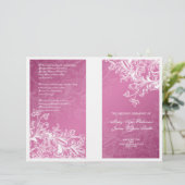 Elegantes Hochzeitsprogramm Vintage Wirbel Rosa (Stehend Vorderseite)